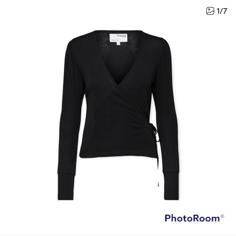 BNWT Selected Femme | Hope Long Sleeve Black Wrap Top